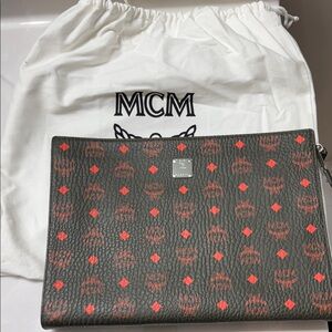 MCM Black and Red Patterned Pouch